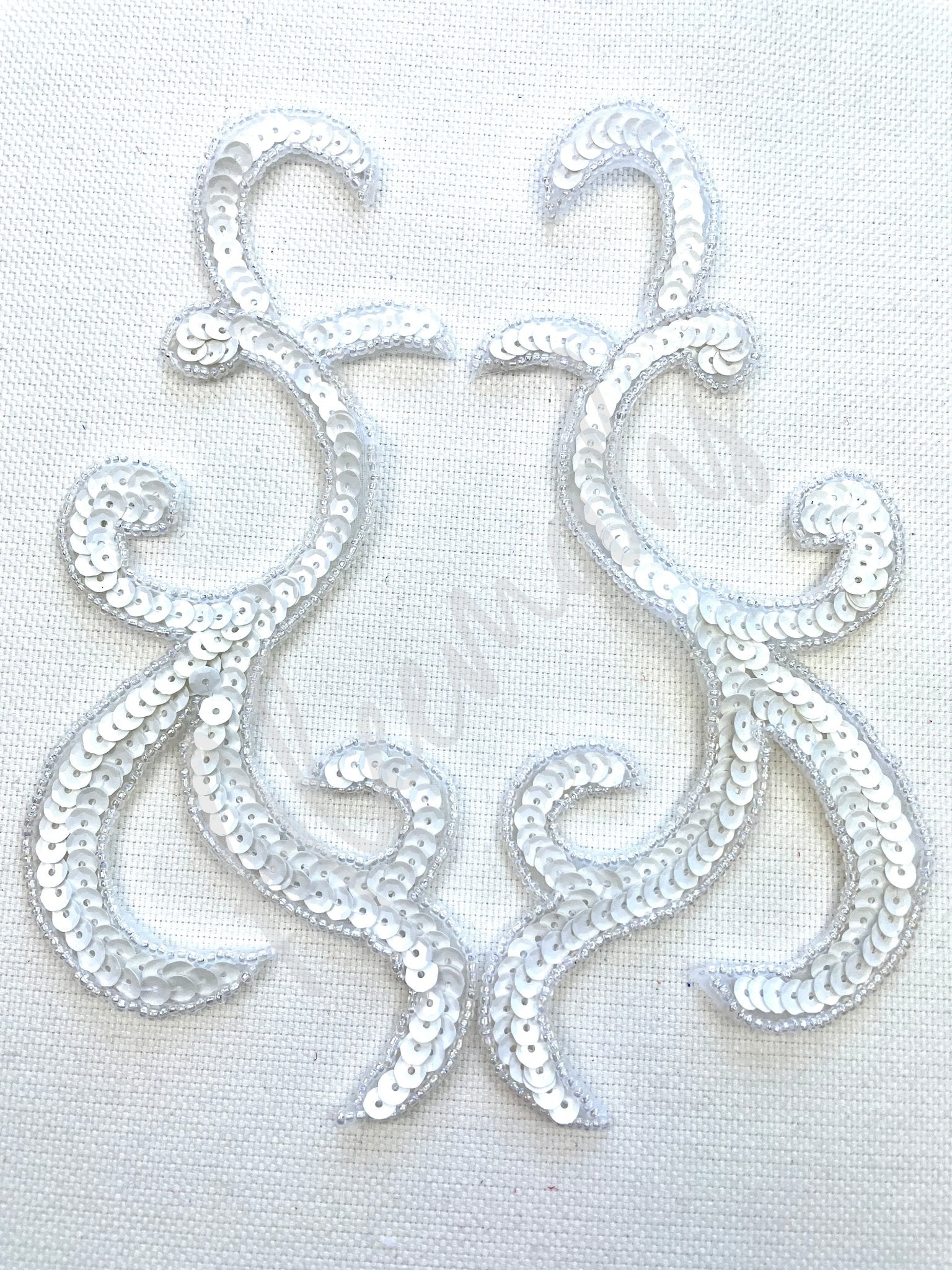 P - 044: White sequin and bead pair - Aleemahs