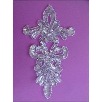 A - 046: Ice blue crystal long applique - Aleemahs