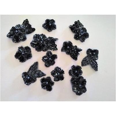 A - 093: Black sequin and bead sash - Aleemahs