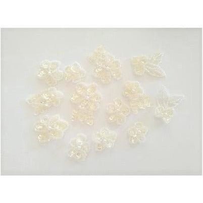 A - 093: Ivory crystal sequin and bead sash. - Aleemahs