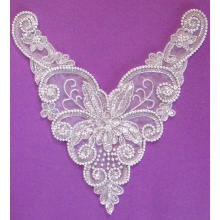 BN - 015: White Crystal Bodice applique - Aleemahs