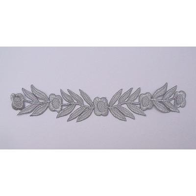 EMB - 012: Silver embroidered leaf applique - Aleemahs