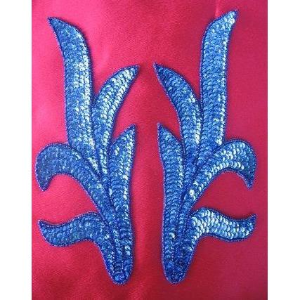 P - 004 Blue Laser sequin and bead cactus pair - Aleemahs