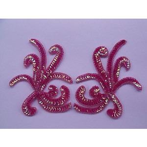 P - 018 Dark pink iris sequin and bead costume pair - Aleemahs