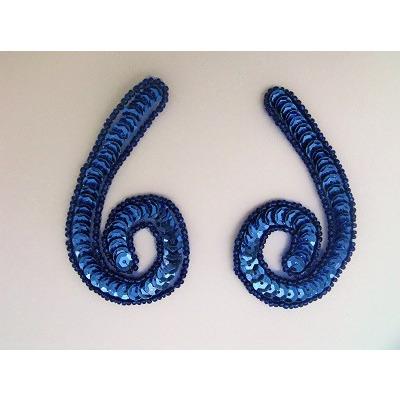 P - 026 Blue sequin and bead small squiggle pair - Aleemahs