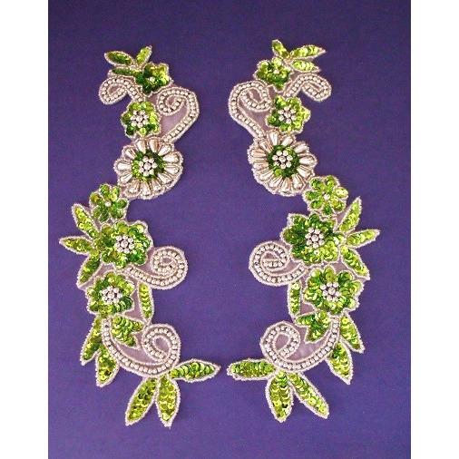 P - 036 Lime and Silver flower spray pair - Aleemahs