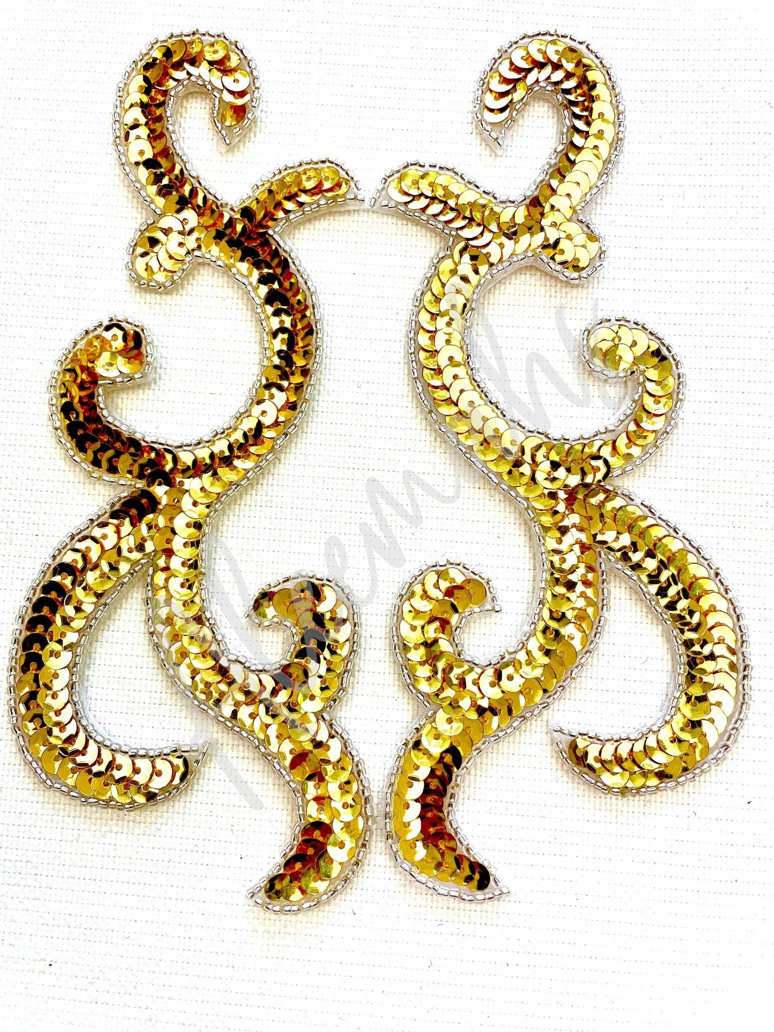 P - 044 Gold and Silver sequin and bead pair - Aleemahs