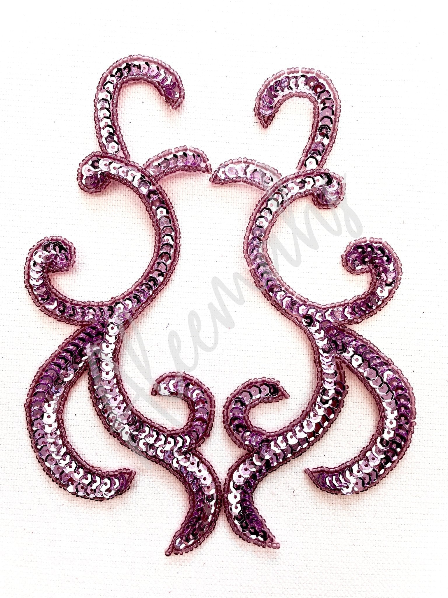 P - 044 Lilac sequin and bead pair - Aleemahs