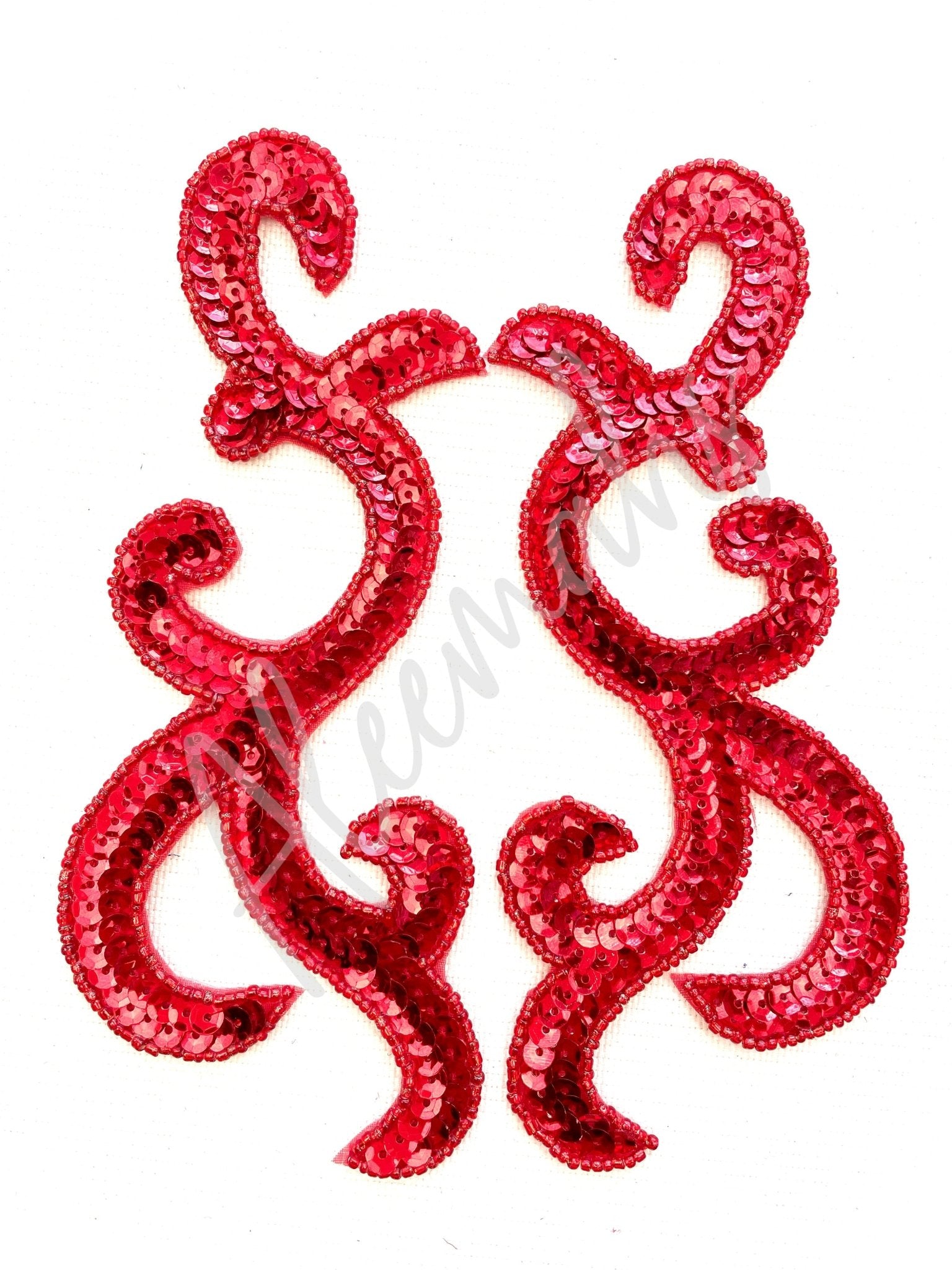 P - 044 Red sequin and bead pair - Aleemahs