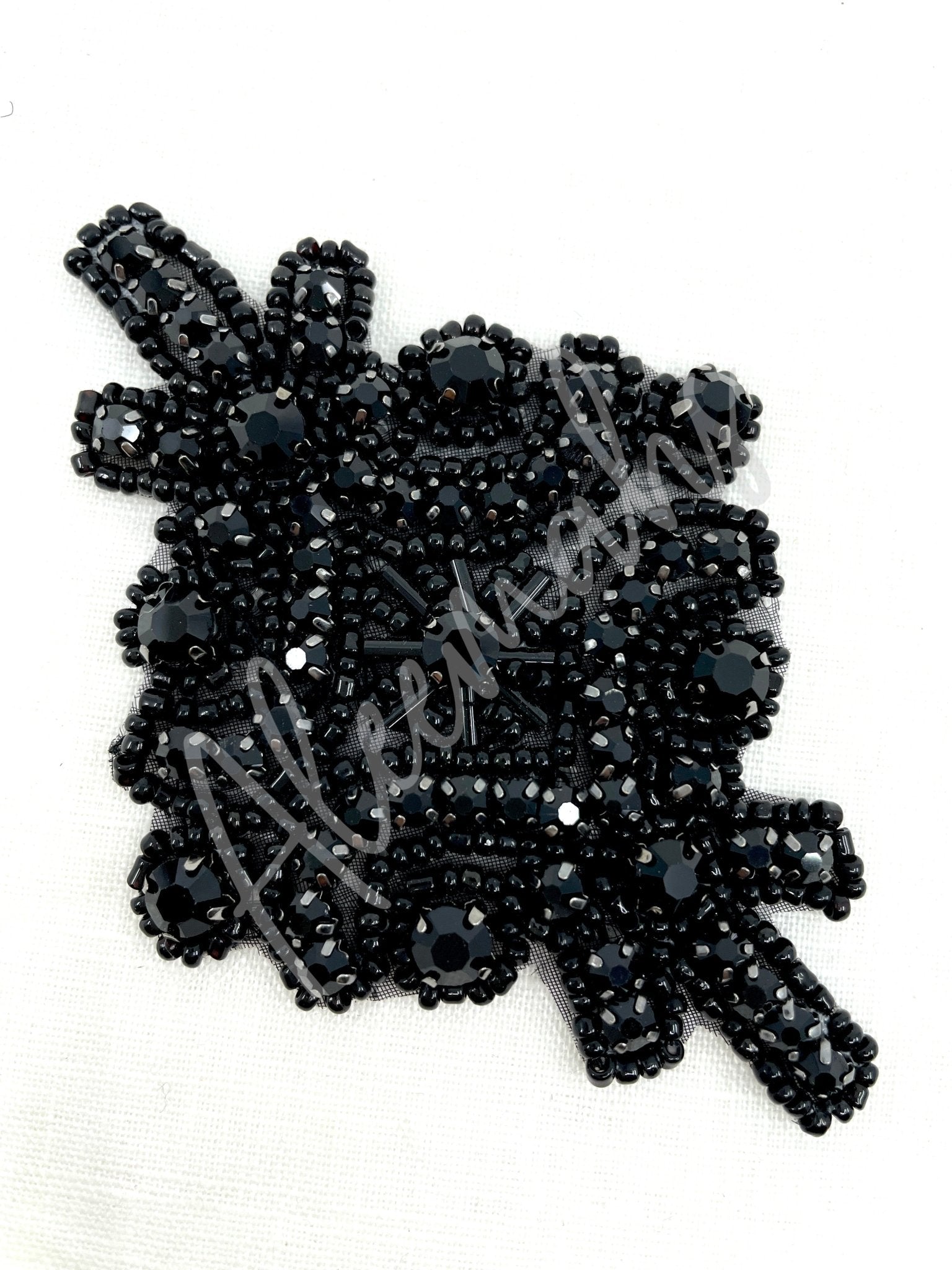 R - 145 Black bead with black rhinestone applique - Aleemahs