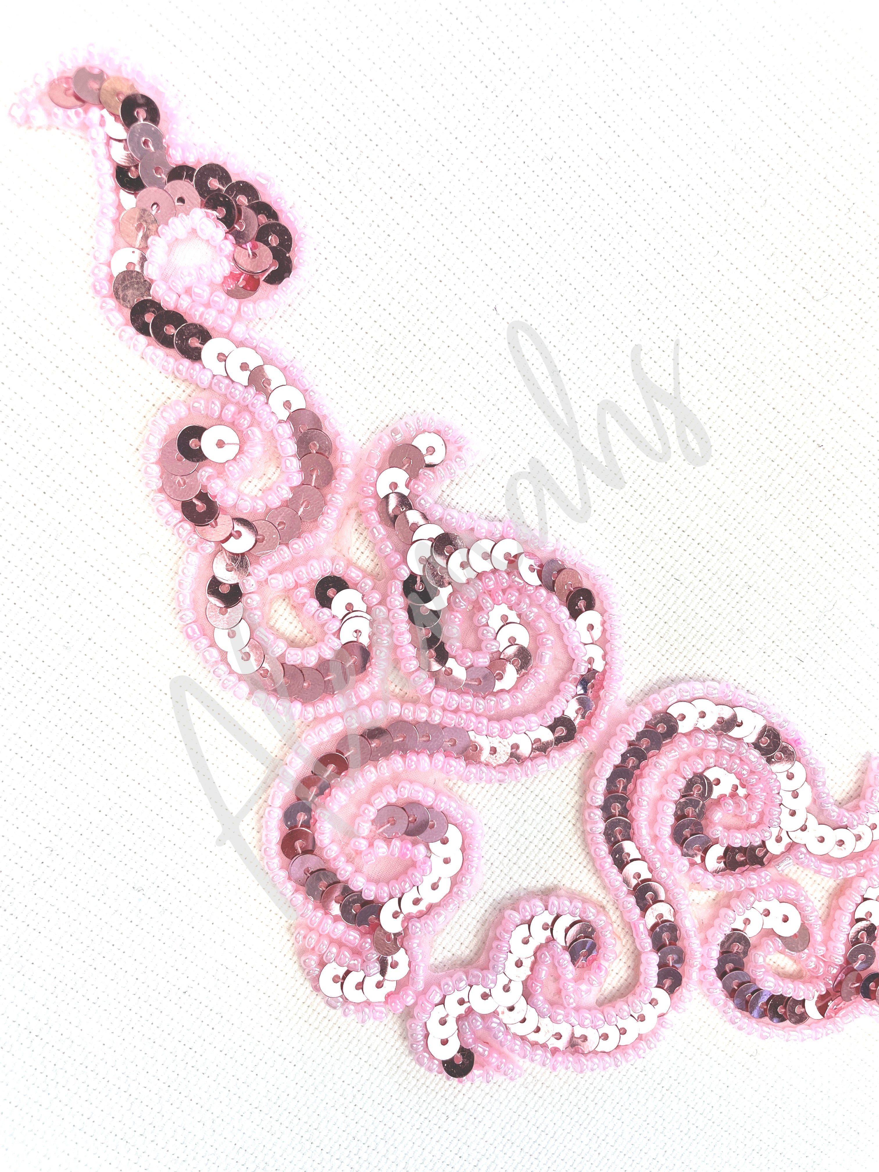 A-107: Baby Pink sequin and bead applique