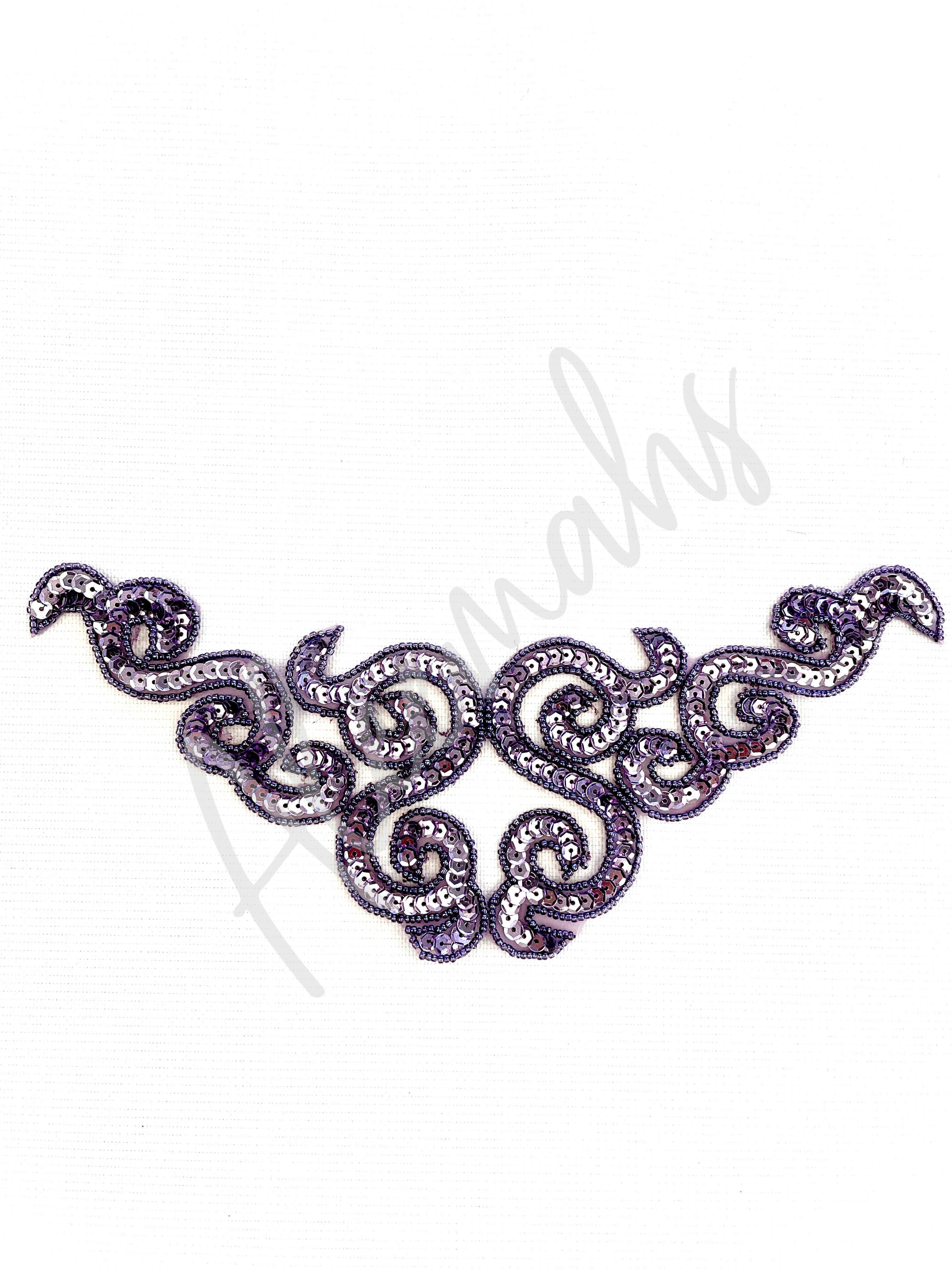 A-107: Metallic Lilac sequin and bead applique