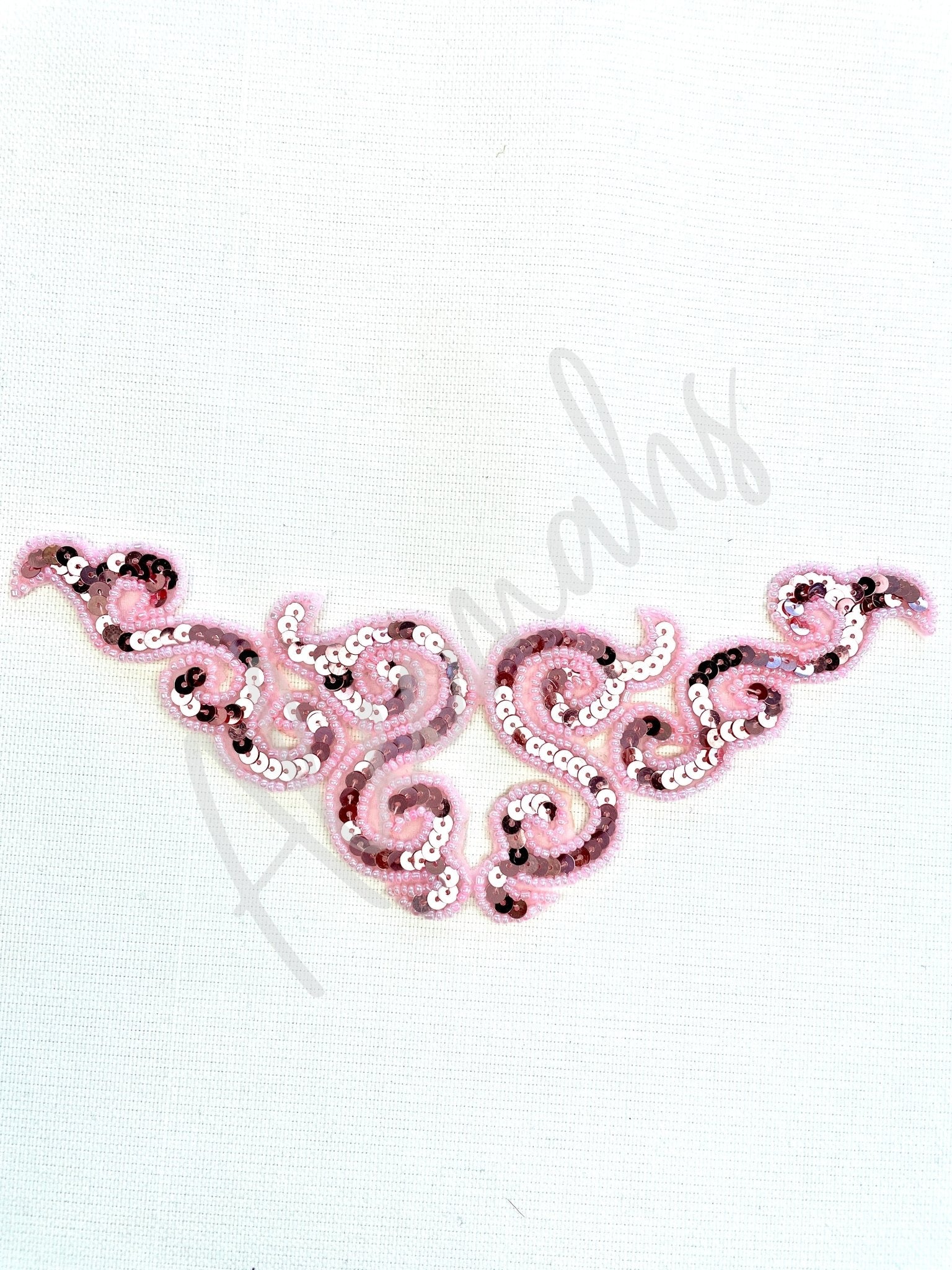 A - 107: Baby Pink sequin and bead applique - Aleemahs