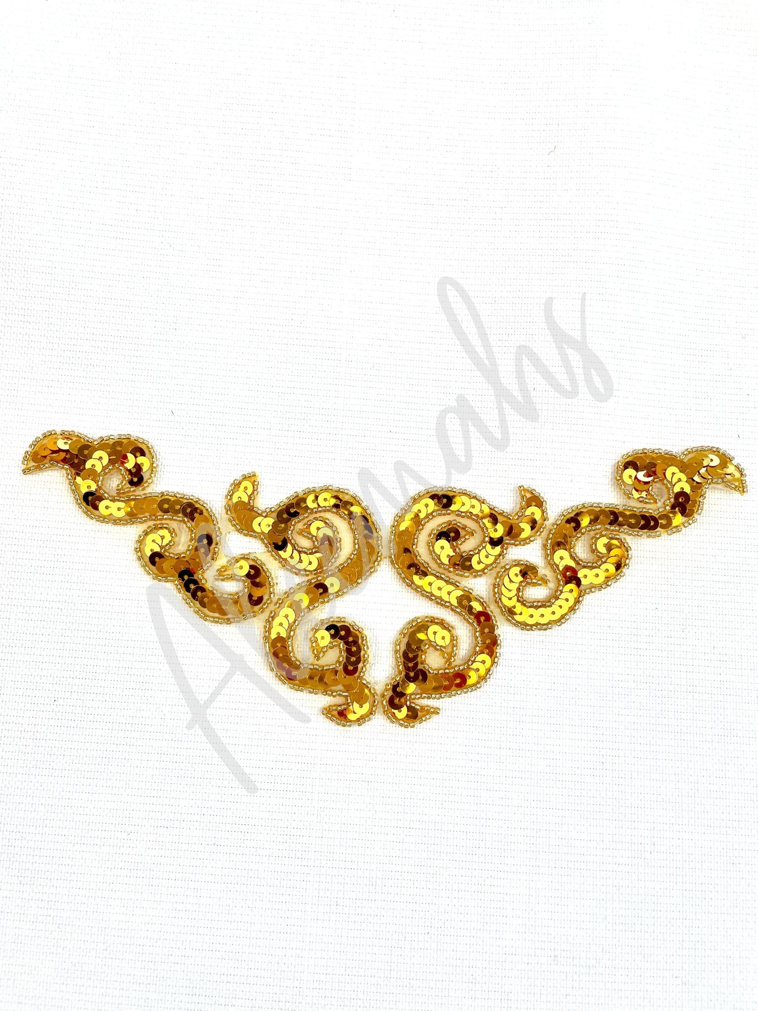 A - 107: Gold sequin and bead applique - Aleemahs