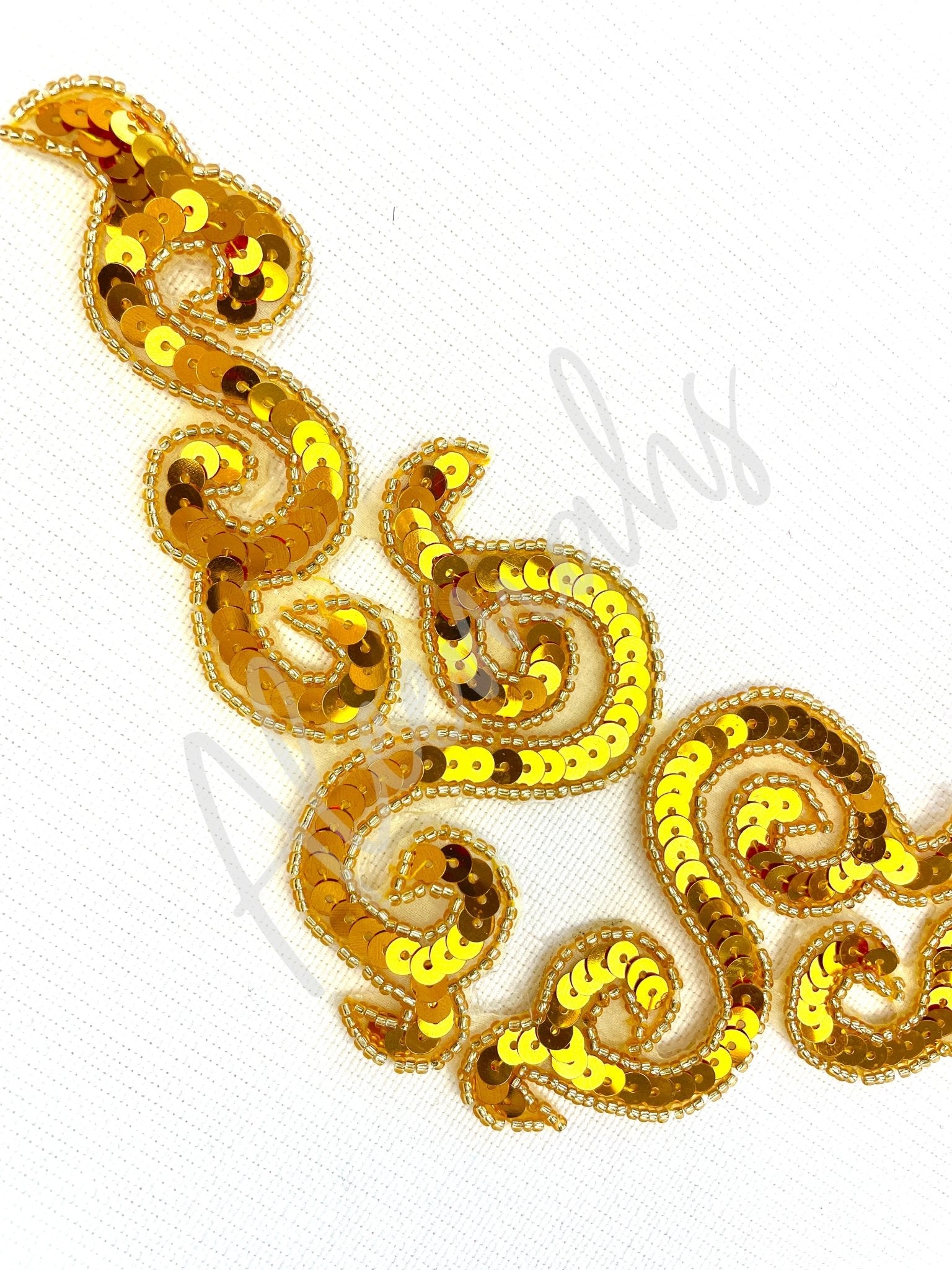 A - 107: Gold sequin and bead applique - Aleemahs