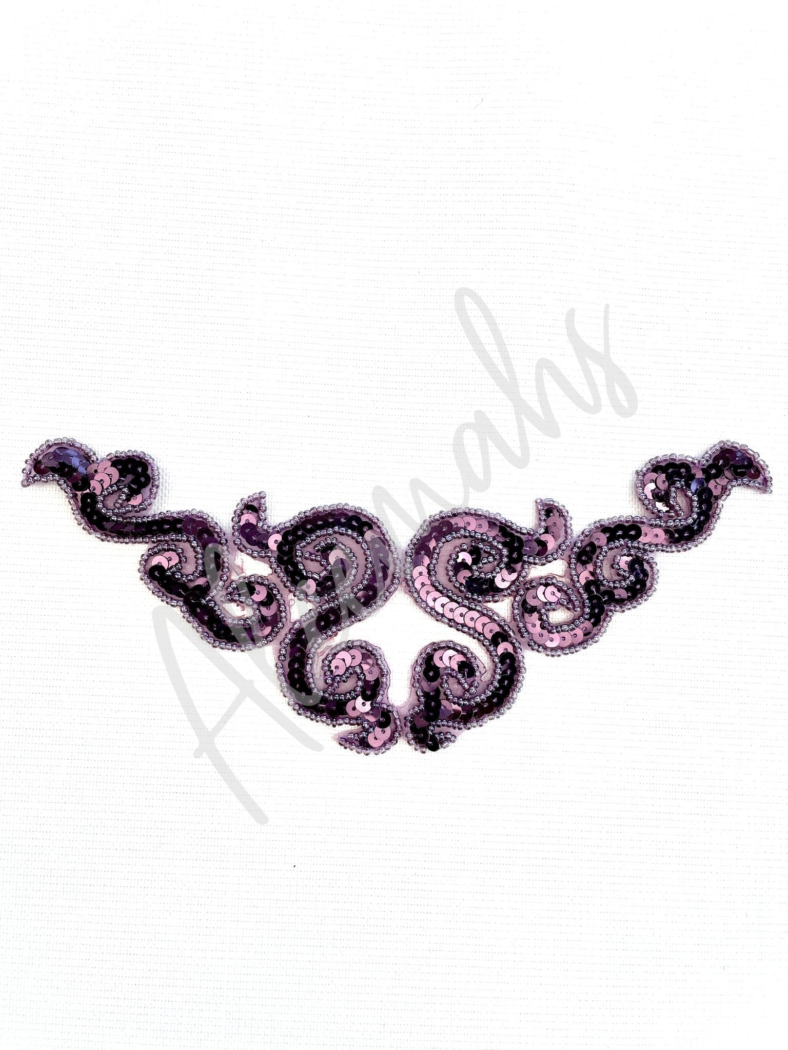 A - 107: Old Mauve sequin and bead applique - Aleemahs