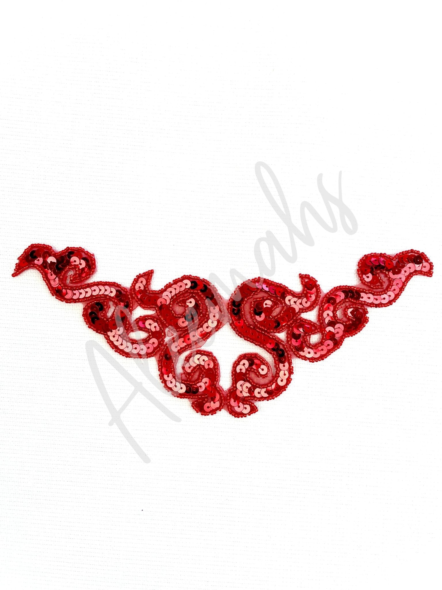 A - 107: Red sequin and bead applique - Aleemahs