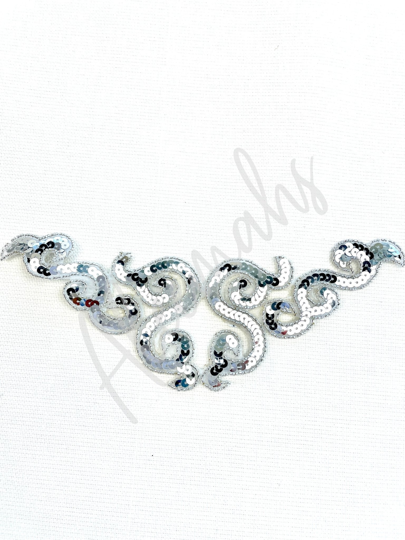 A - 107: Silver sequin and bead applique - Aleemahs