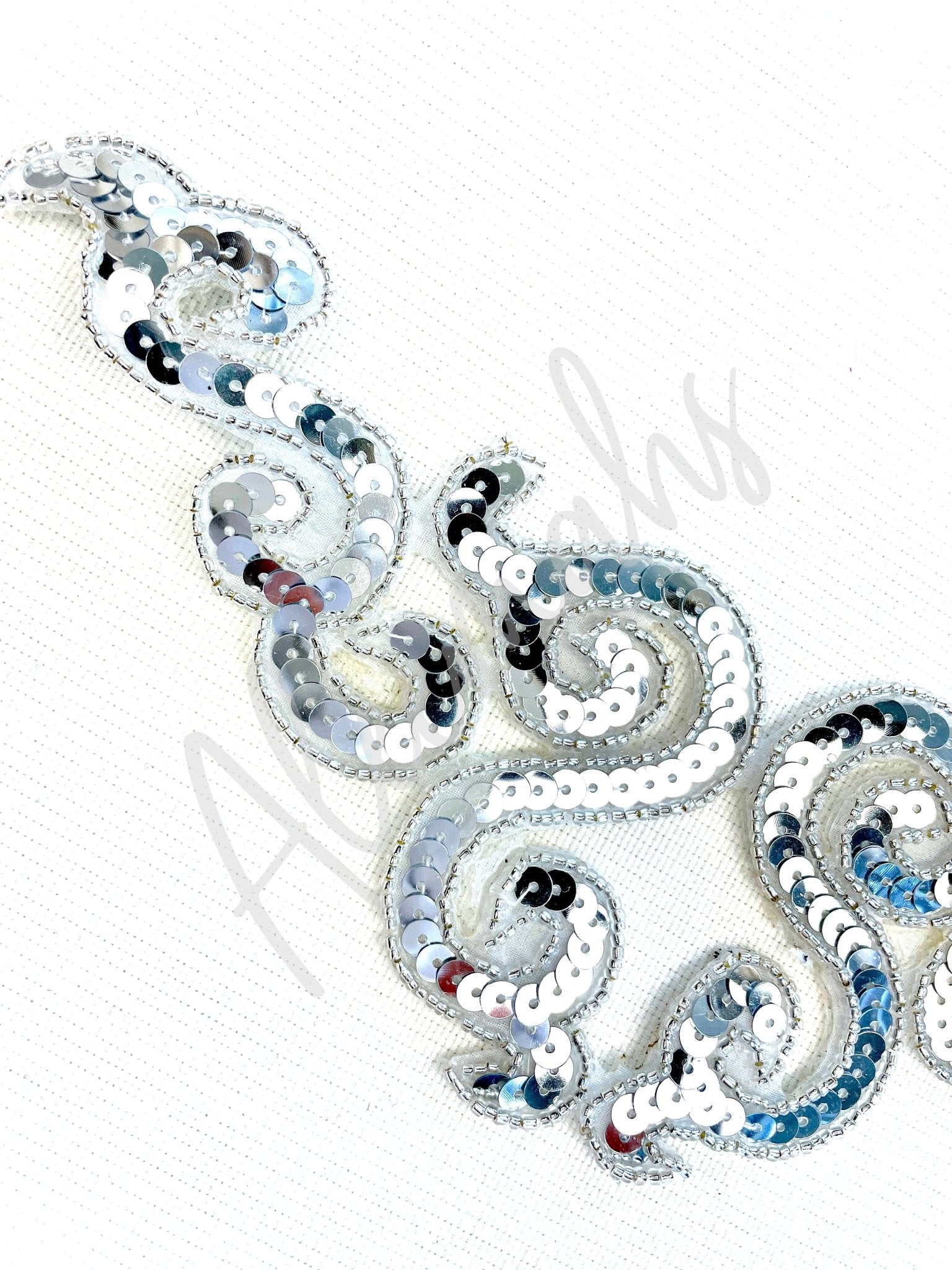 A - 107: Silver sequin and bead applique - Aleemahs