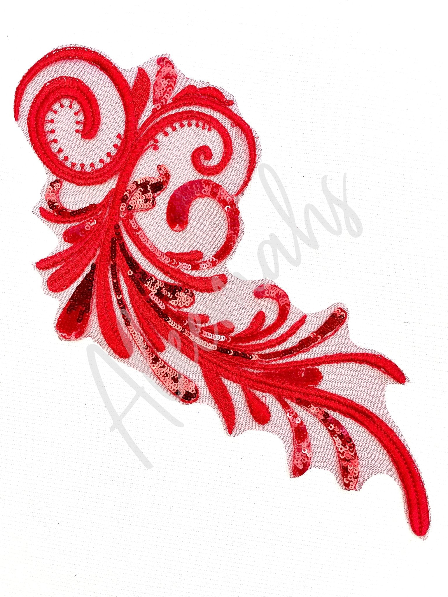 LA - 069: Red swirl applique - Aleemahs