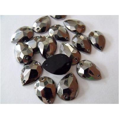 Pewter Teardrop Acrylic Jewel