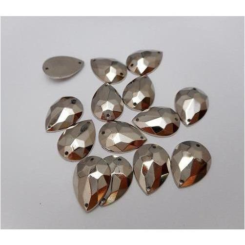 Silver Teardrop 13 x 18mm Acrylic Jewel