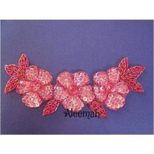 a-015-dark-pink-crystal-sequin-flower-and-leaf-applique