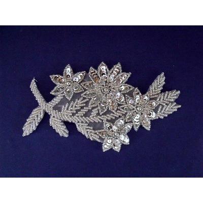 A-095: Silver leaf and flower applique