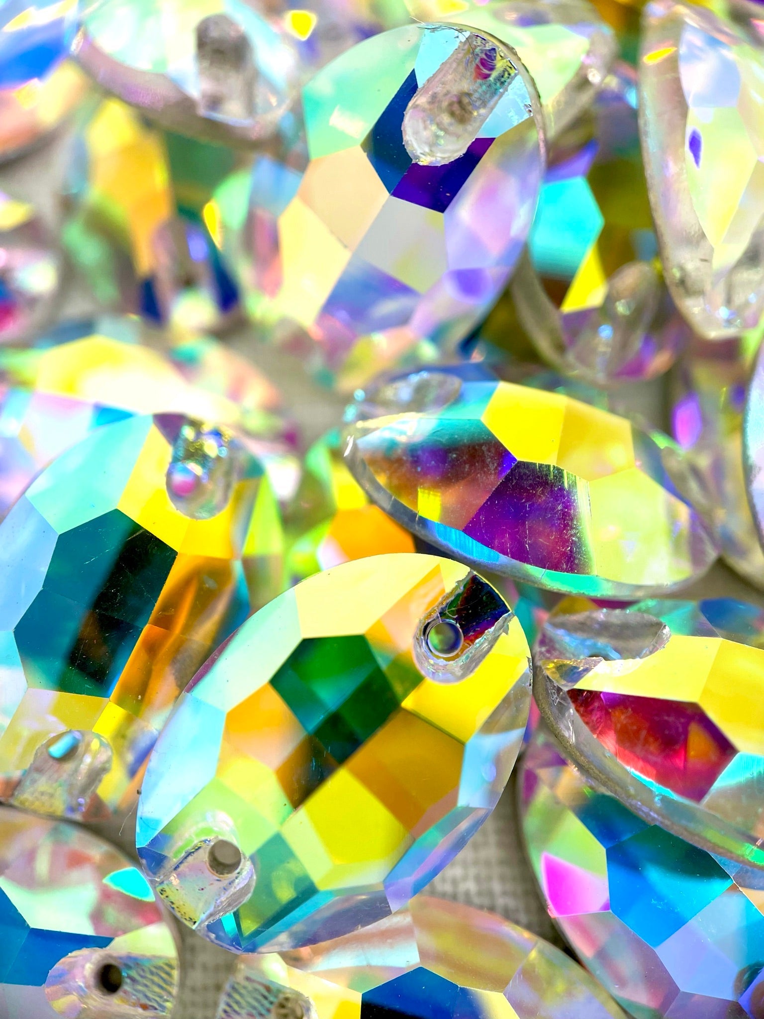 Crystal AB  Oval 11 x 16mm Glass Jewel