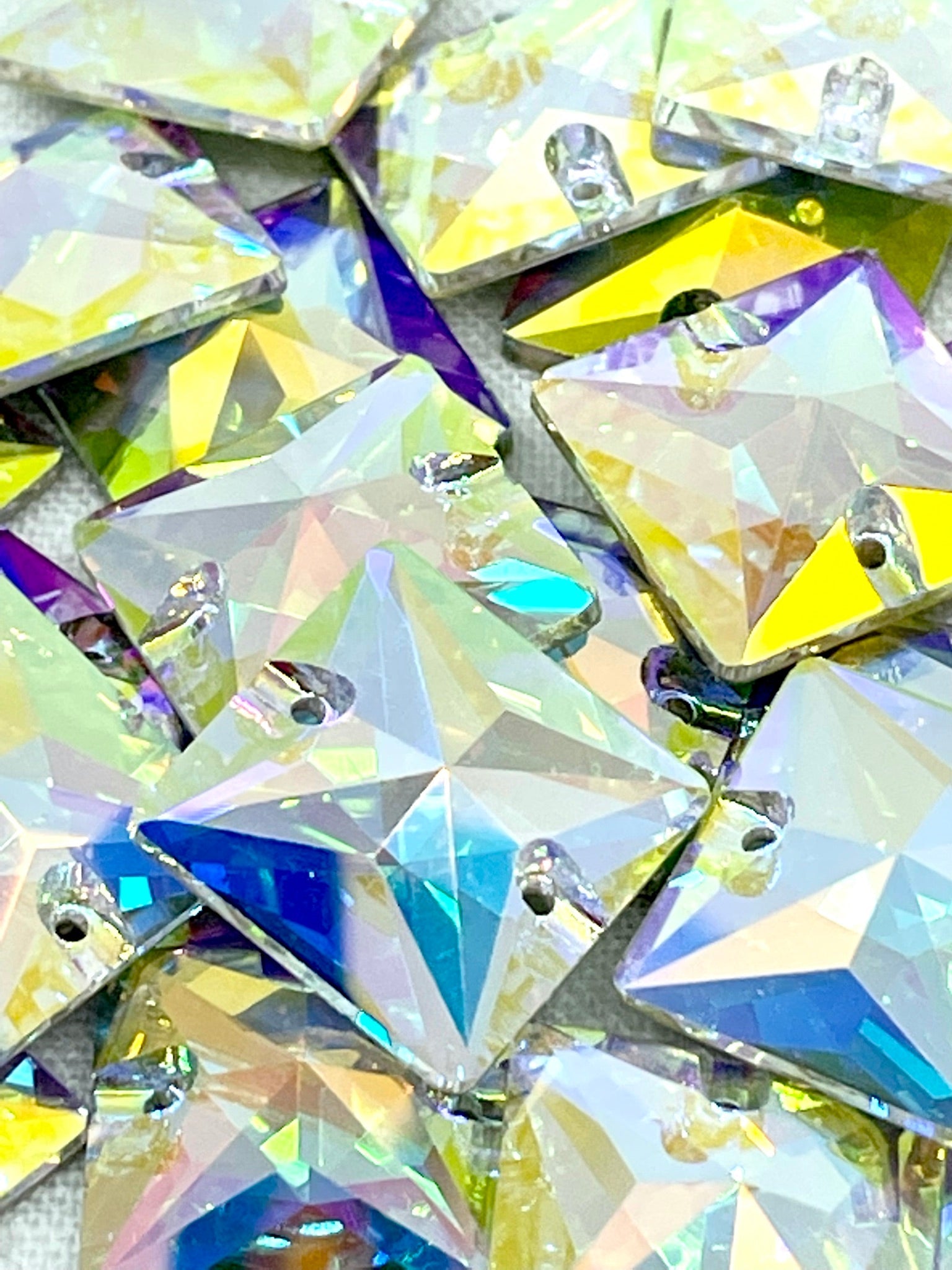 Crystal AB  Square 16mm Glass Jewel