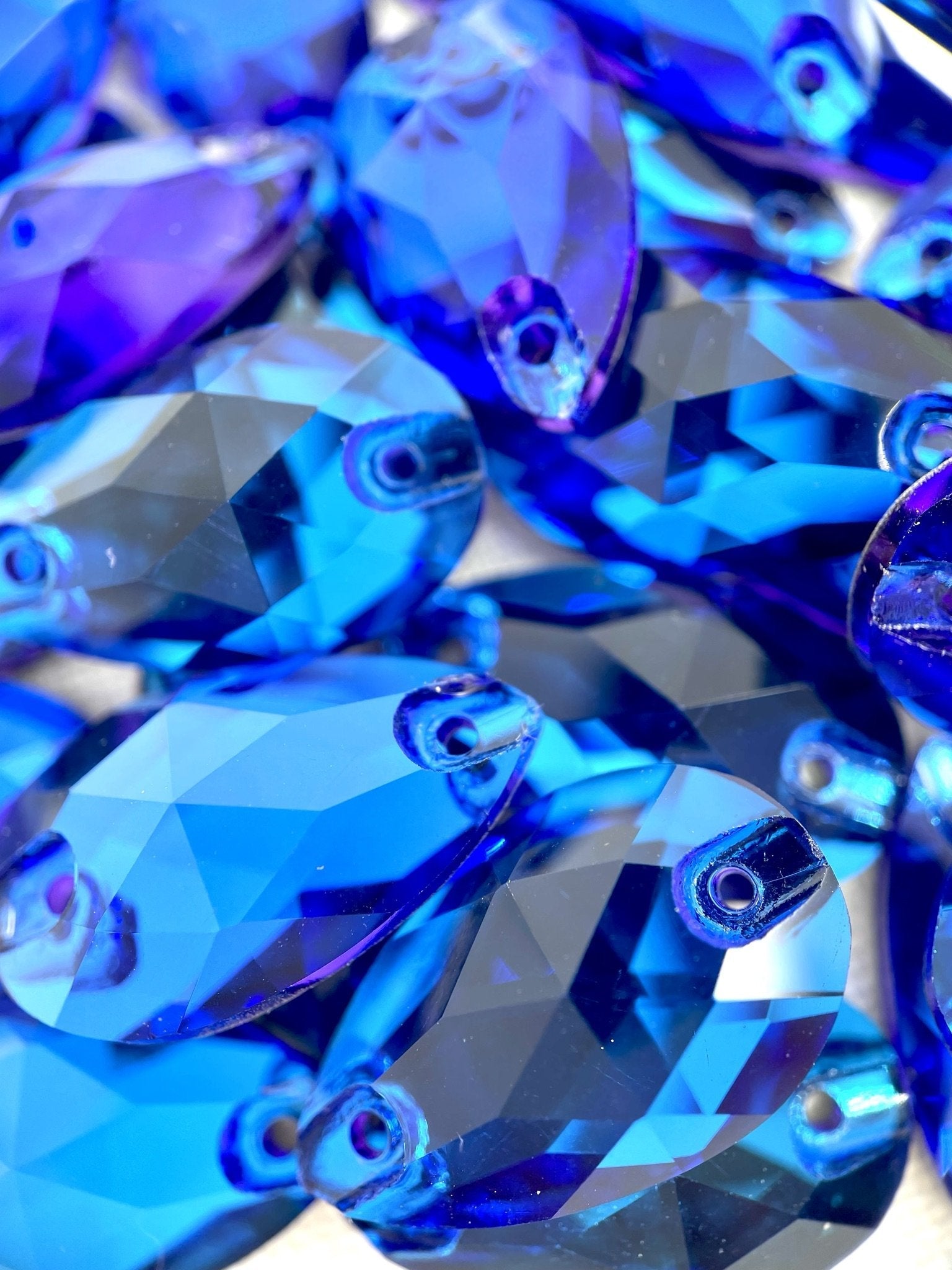 Capri Blue Teardrop 11 x 18mm Glass Jewel