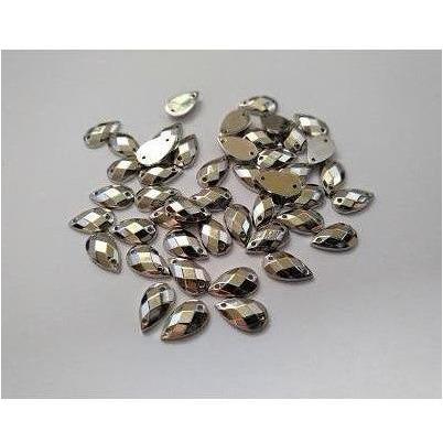 Silver Teardrop 8 x 13mm Acrylic Jewel