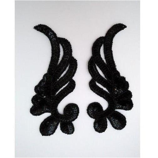 p-005-black-sequin-angel-wing-applique-pair