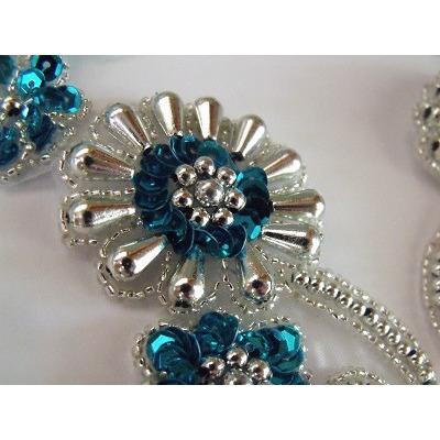 P-036 Turquoise and silver flower spray pair.