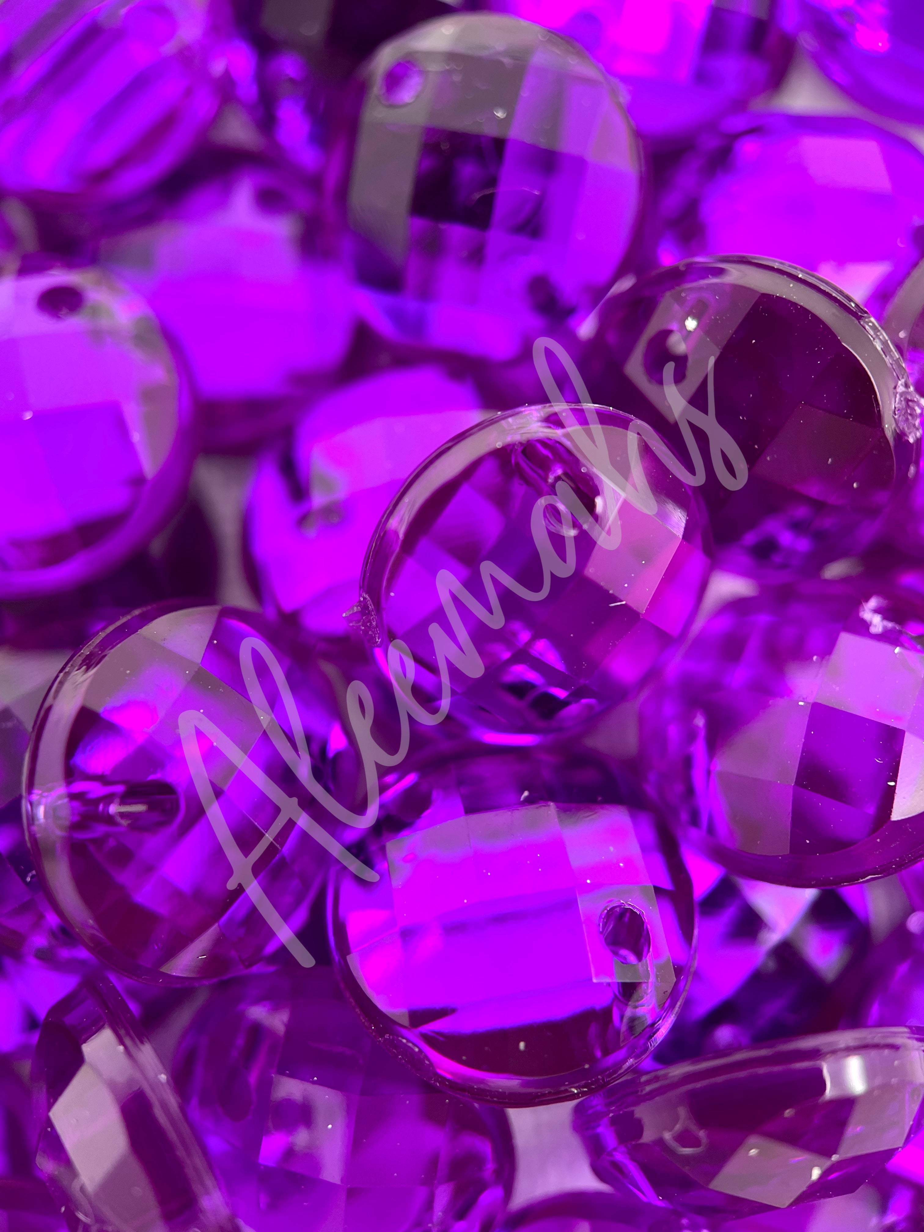 Purple Round 10mm Acrylic Jewel