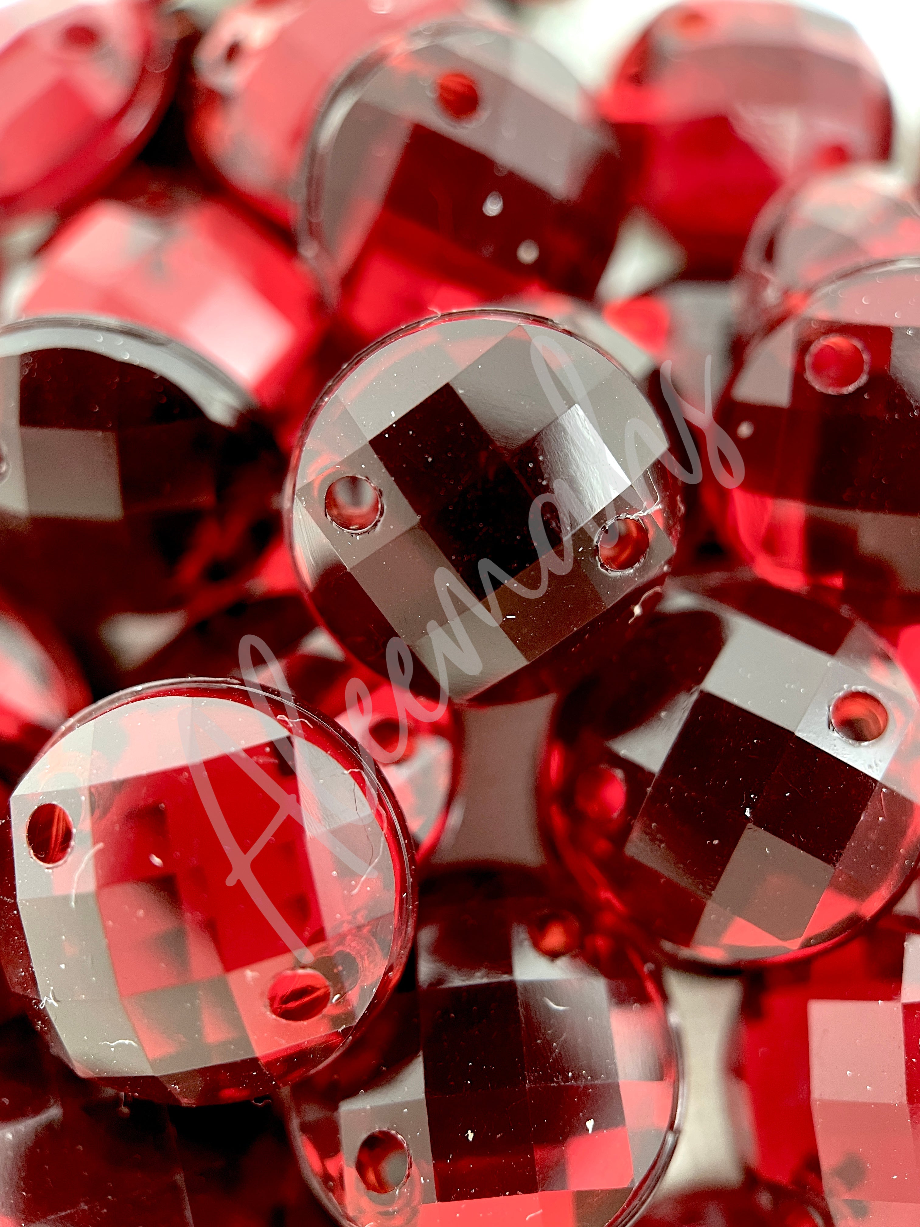 Dark Red Round Acrylic Jewel