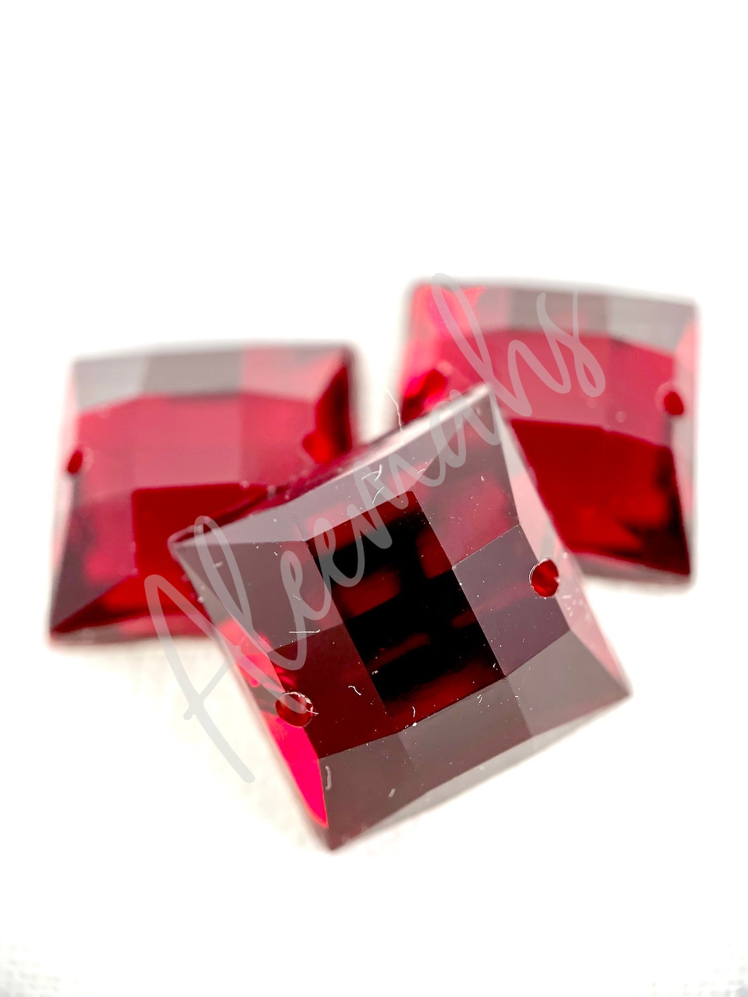 Dark Red Square Acrylic Jewel