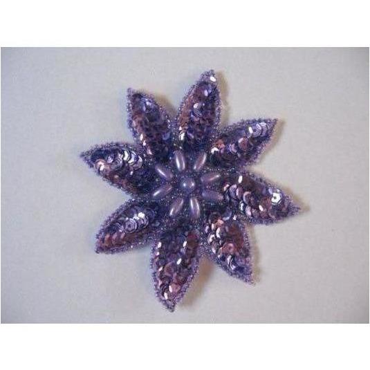 A - 028: Lilac sequin and bead flower star - Aleemahs