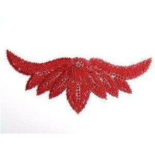 A - 045: Red bead and Red rhinestone applique - Aleemahs