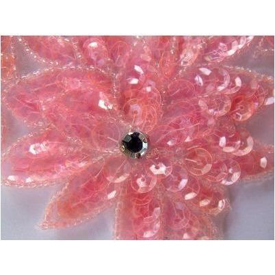 A - 049: Pink crystal sequin applique - Aleemahs