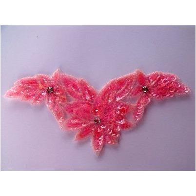 A - 049: Pink crystal sequin applique - Aleemahs