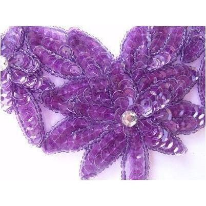 A - 049: Purple crystal sequin applique - Aleemahs