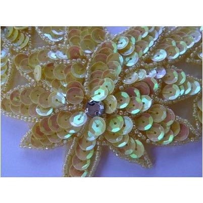 A - 049: Yellow Iris sequin applique - Aleemahs