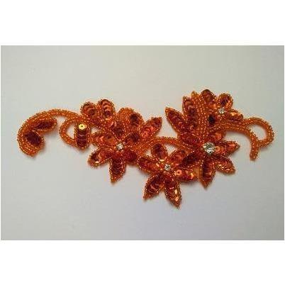 A - 053: Copper flower and rhinestone applique - Aleemahs