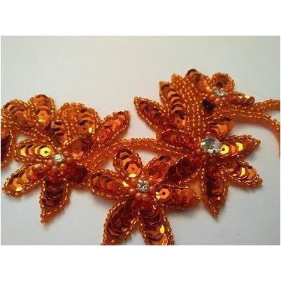 A - 053: Copper flower and rhinestone applique - Aleemahs