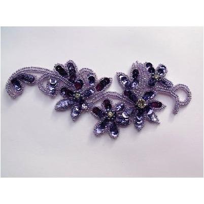 A - 053: Lilac flower and rhinestone applique - Aleemahs