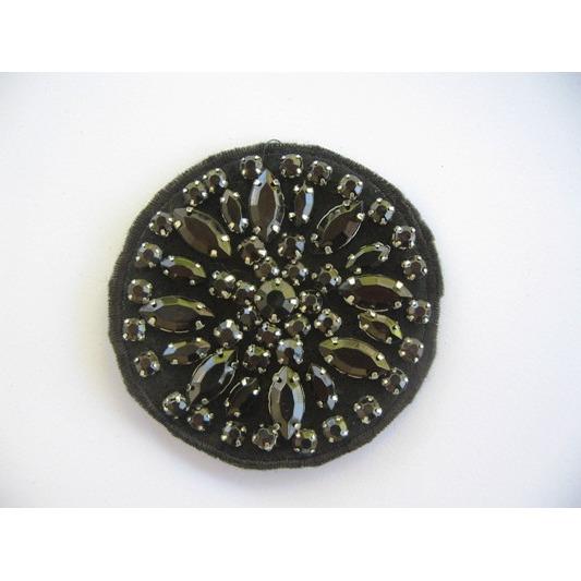 A - 055 Felt backed Black Jewel Applique - Aleemahs
