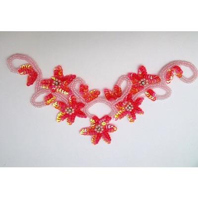 A - 080: Pink neon iris floral applique - Aleemahs