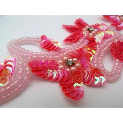 A - 080: Pink neon iris floral applique - Aleemahs