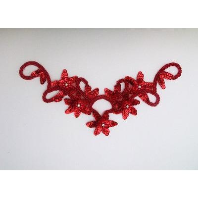A - 080: Red floral applique - Aleemahs
